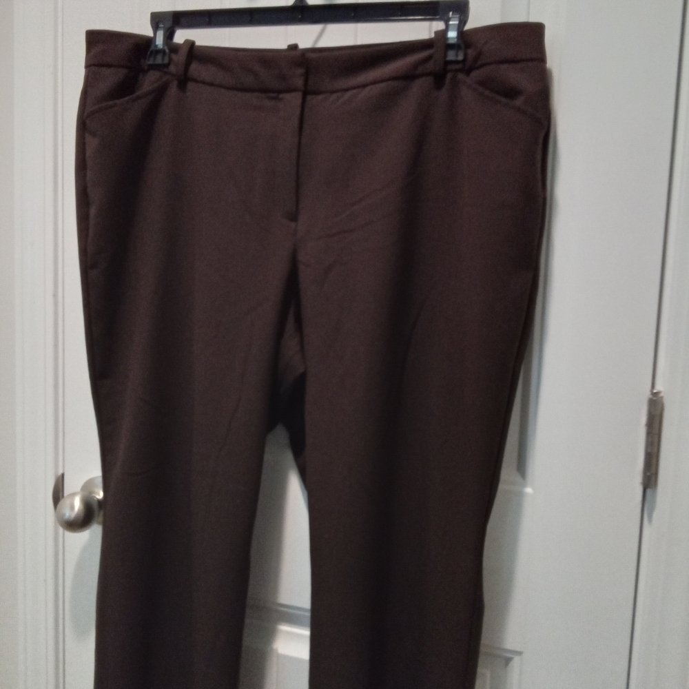 Worthington Plus Size 18 Modern Fit Classic Brown Straight Leg Trousers